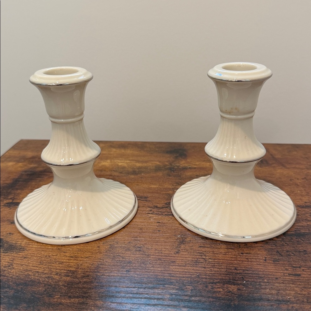 Lenox Cream “ Illuminations” Candle Stick Holders